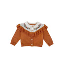 Girls Cotton Yarn Knitted Lace Long Sleeve Jacket