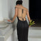 Women's Backless Satin Off Shoulder Dress