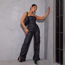 Women's Tube One-piece Leather Jumpsuit