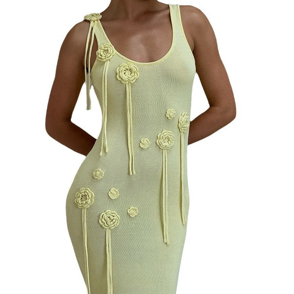 Women's Knitted Floating Flower Beach Dress