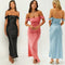 Women's Off-shoulder Tube Satin  Long Dress