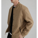 Men's Wool Color Contrast Patchwork Rib Jacket