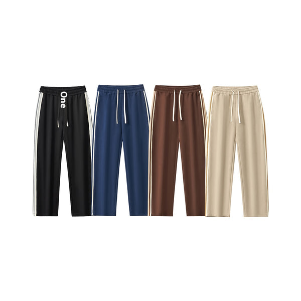 Men's Drawstring Straight-leg Wide-leg Pants