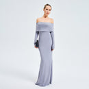 Women's Off-shoulder Long-sleeved Long Dress