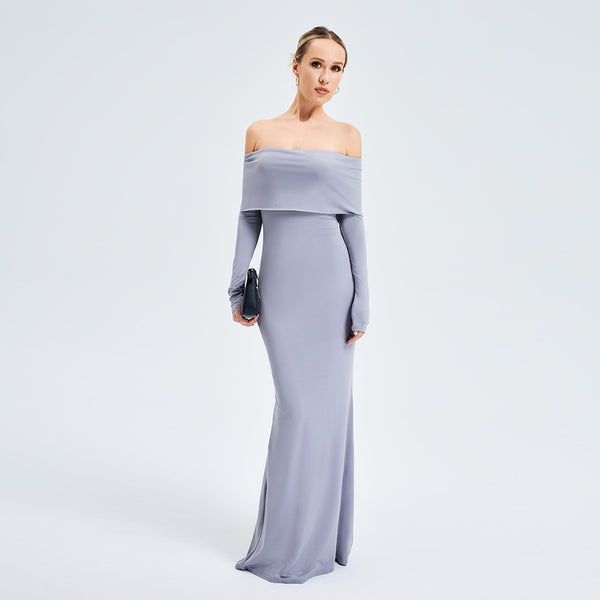 Women's Off-shoulder Long-sleeved Long Dress