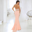 Women's Halter Backless Lace Long Dress