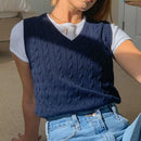 Vintage V-neck Long Sleeve Vest