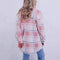 Women's Multicolor Plaid Warm Polo Collar Jacket