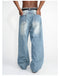 Men's Blue Straight Wide Leg Jeans