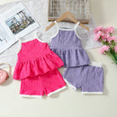 Girls Printed Suspender Top And Solid Color Short Sets