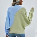 Bat Sleeves Patchwork Color Knitwear