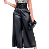 Faux Leather Highwaisted Wide Leg Pant