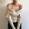 Solid Color Off Shoulder Knitted Sweater