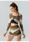 Women's Printed Mesh Long Sleeve Top + Skirt