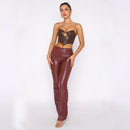 Women's High Elastic PU Leather Pants