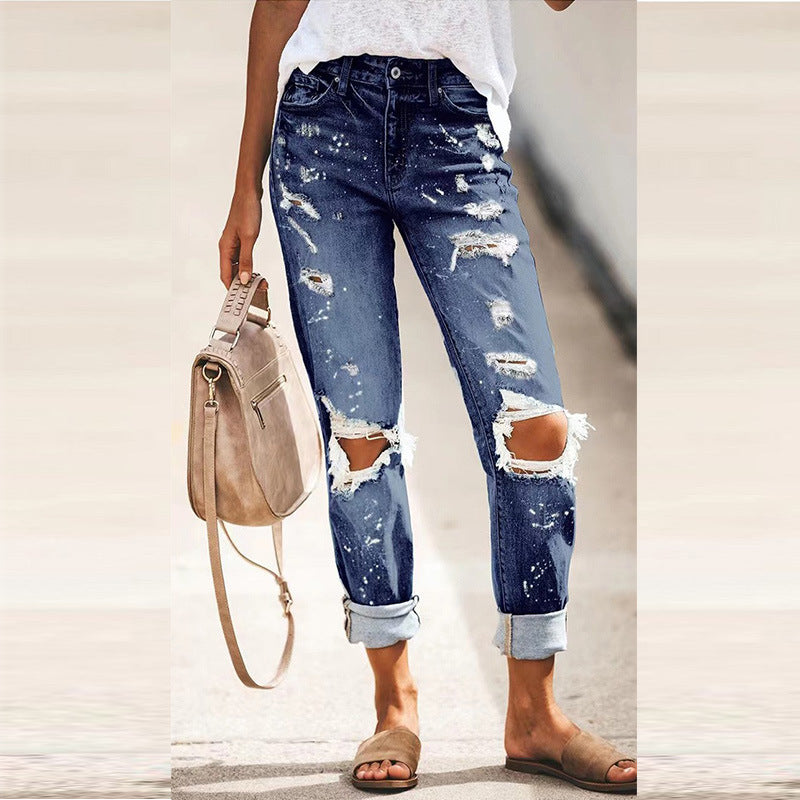 Women's Straight Ripped Jeans