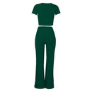 omen Ribbed O Neck Crop Top and Long Pants Set