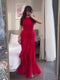 Women's Red Ruffled Sleeveless Maxi Dress