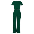 omen Ribbed O Neck Crop Top and Long Pants Set