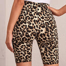 Women's High Waist Tight Leopard Print Slim Elastic Short