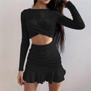 Women's Flounced Skirt + Long Sleeve Top Set