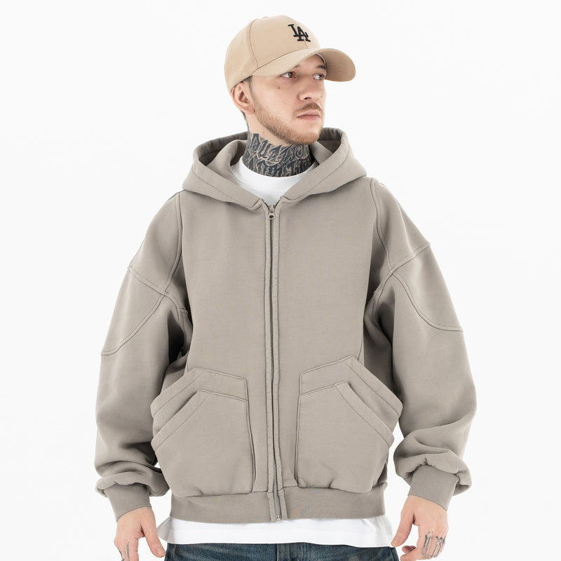 Men's Big Pocket Padded Hooded Zipper Sweatshirt