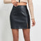 Women's Side-slit PU Leather Skirt