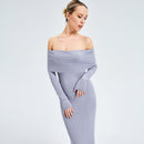 Women's Off-shoulder Long-sleeved Long Dress