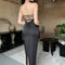 Women's Satin Backless Simple Tube Top Dress