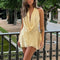 Women's Pure Color Halter Deep V-neck Backless Irregular Dress