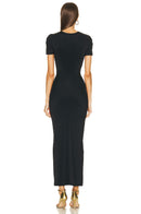 Women's Metal Elegant Long Slim-fit Short Sleeve Bandage Maxi Dress