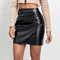 Women's High Waist Irregular PU Leather Skirt