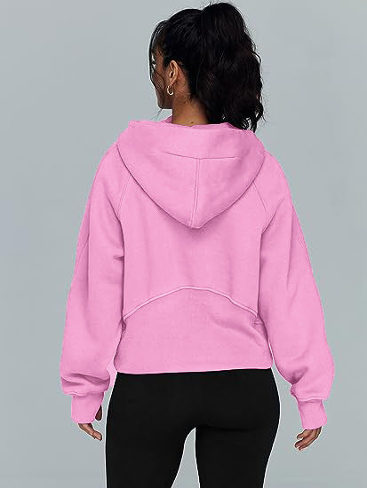 Women's Loose Zipper Long Sleeve Pullover Hoodies