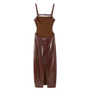 Women's Dark Brown Sleeveless Dress