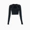 Women's Round Neck Long Sleeve Cut Out Crop Top