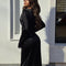 Women's Satin Slim Fit Temperament Waist-controlled Long Sleeve Feather Long Dress