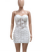 Women’s Off Shoulder Flower See Through Strapless White Mini Dress