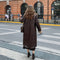 Women's Lamb Wool Over-the-knee Mid-length Leather Coat