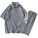 Men's Short-sleeved Thin Lapels T-shirt & Short Two-piece Set