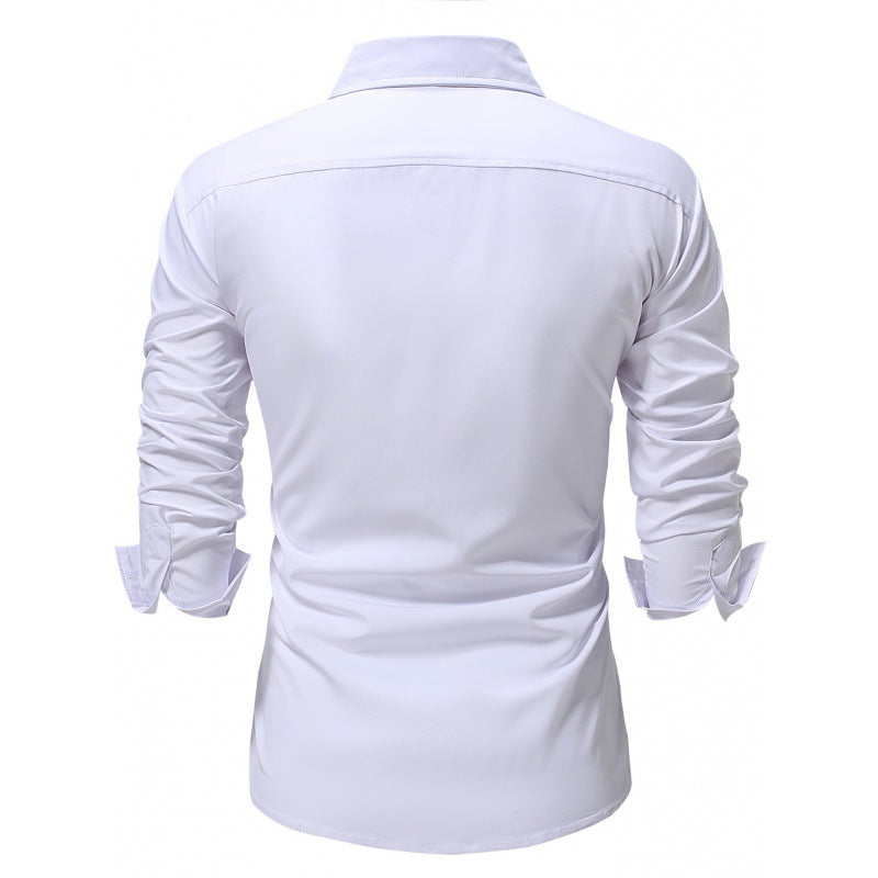 Men's Solid Color  Long Sleeve Business Shirt