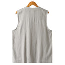 Men's Thin Cotton And Linen Buckle Vest