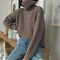 Khaki Women Sweater Turtleneck Long Sleeve Knitted Pullover