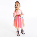 Girl Multicolor Long Sleeve Mesh Dress