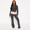 Women's Contrast Color Round Neck Long Sleeve + Bell-bottom Pants Set