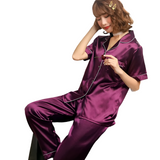 Womens Silk Satin Pajamas Set