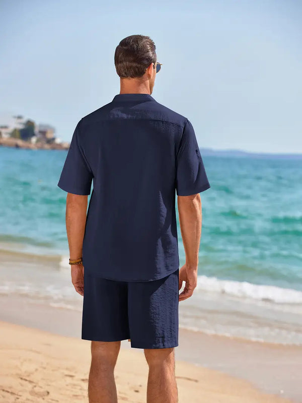 Men's Linen Short Sleeve And Shorts Co-Ord