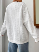 Women's Casual Jacquard Oversized Round Neck Jumper