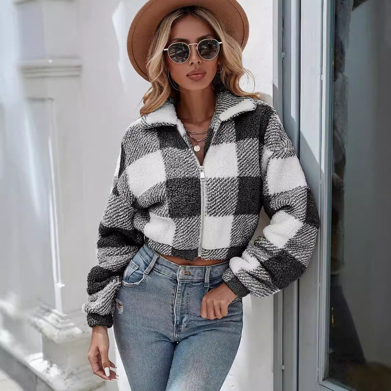 Women's Loose Plaid Jacket