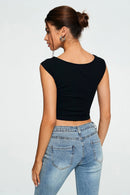 Women's Solid Ribbed Sleeveless Crop Top