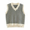 Women Houndstooth Vest Sweater